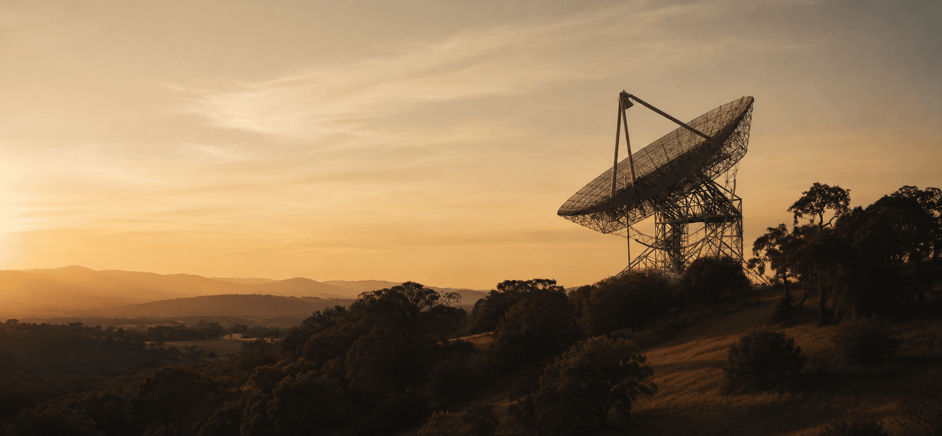 The Stanford Dish at sunset